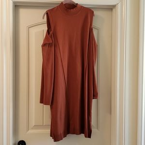 Brown cold should sweater dress